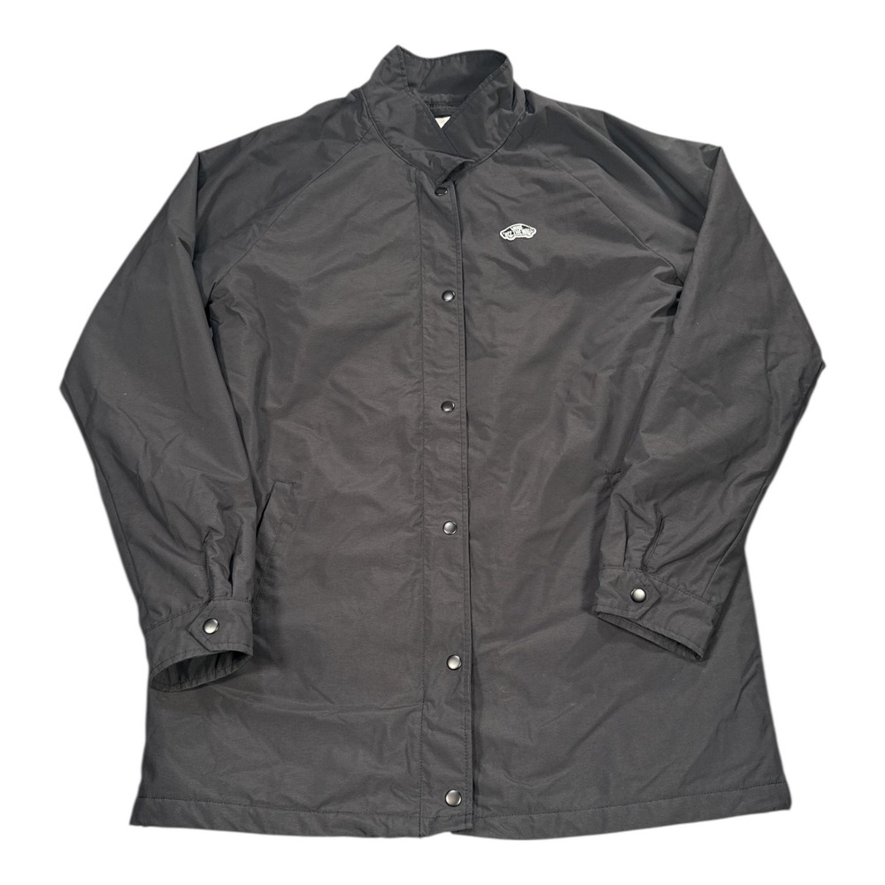 Vans Mens Black Nylon Snap Front Coach‎ Jacket Size L Lightweight Casual - Picture 2 of 8